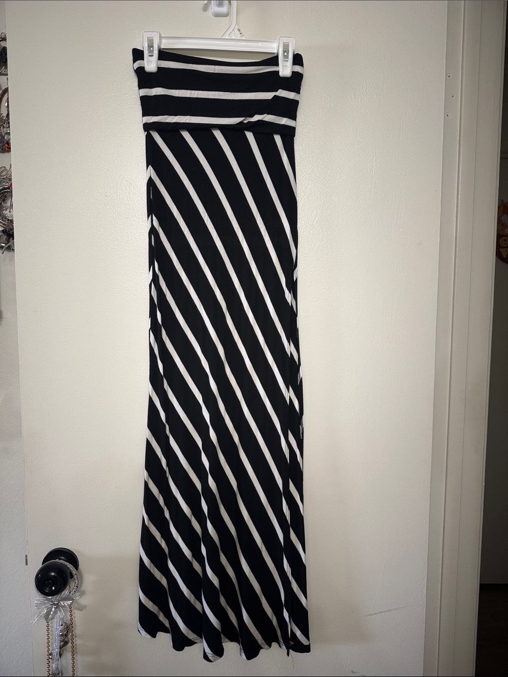 TeenBell Black and White Striped Maxi Skirt